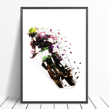 Pôster abstrato de arte de corrida de motocross, quadros esportivos de piloto, cópia de impressão pessoal baixa de poliéster, imagem para meninos, decoração de arte de parede 2024 - compre barato