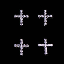 (S0314)10pcs/lot, 13mmx16mm  rhinestone embellishment ,cross shape,silver plating,flat back 2024 - buy cheap