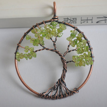 Natural Lucky Handmade Tree of life Peridot Olivine Bronze Copper Wire Wrap GEM Pendant Jewelry For Gift S1285 2024 - buy cheap