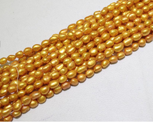 Wholesale Real Pearl Bead 8-11mm 15'' Gold Color Natural Freshwater Pearl Loose Bead Handmade Gift 2024 - buy cheap