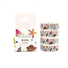 Cinta Washi estilo veraniego, cinta decorativa de papel colorido de excelente calidad, 10m x 15mm, paquete de caja 2024 - compra barato