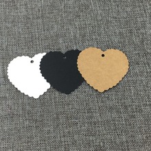 100Pcs/Lot Heart Shape Wedding Favors Tag Kraft Thank You Gift Label Tag Happy Birthday Kraft Hang Label Brown White Black 2024 - buy cheap