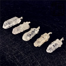 6pcs/lot Natural Stone Random Irregular Clear Quartz Pillar Pendants Twine Crystal Irregular Stone Point Healing Free Shipping 2024 - buy cheap