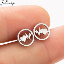Jisensp Simple Heartbeat Stud Earrings ECG Medical Stainless Steel Jewelry Earing for Nurse Doctor Women Heart Earrings bijoux 2024 - buy cheap