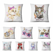 Funda de almohada con estampado de gatos Para el hogar, cojín decorativo de terciopelo supersuave Para sofá, almohadas Para 17x17 2024 - compra barato