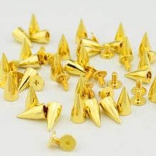 50pcs 7*14mm Golden Zinc Alloy Rivet Punk Rock Bullet Spikes and Studs Cone For Clothes DIY Garment Rivets For Leather 2024 - buy cheap