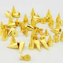 50 pçs 7*14mm ouro liga de zinco rebite punk rock pontos de bala e parafusos cone para roupas diy rebites de vestuário para couro 2024 - compre barato