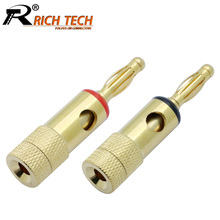 100pcs/lot 4MM Gold Plated Banana Plug Audio Speaker Cable Screw Banana Connector Banana Speaker Plug Amplifier Cable Adapter 2024 - buy cheap
