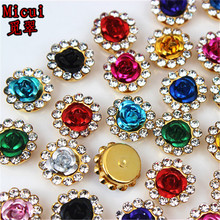 Micui 20PCS 12mm Glass Rhinestone Rose With Metal Stainless Steel Crystal Stone Rhinestones DIY Dress Wedding Decorate MC322 2024 - buy cheap