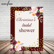 Sensfun Bridal Shower Photography Backdrop Flowers Gold Glitter Dots Wedding Backgrounds For Photo Studio Vinyl 2024 - buy cheap