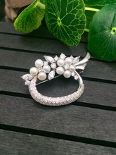 Natural And Real Pearl brooch Free shipping Natural real Pearl 925 sterling silver brooch 2024 - buy cheap