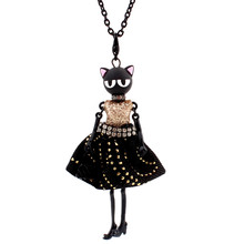 New Modern Design Doll Necklace Long Chain Pendant Rhinestone Necklaces Women Girl Crystal Bag Statement Jewelry Feather Fitting 2024 - buy cheap