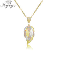 Mytys A/W Fashion Leaf Flower Shape Pendant Necklace Three Tone Gold Jewelry Women Party Wedding Accessories Gift Bijoux CN462 2024 - buy cheap