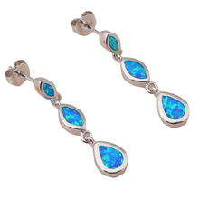 Super Desinger style Wholesale Retail Blue Fire Opal Silver Stamped Drop Dangle Earrings Fashion Jewelry OE155A 2024 - buy cheap