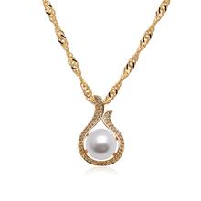 Día de la madre-perla de imitación blanca con colgante de circón para mujer elegante, 18 k, amarillo, dorado 2024 - compra barato