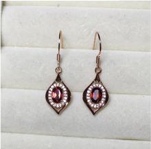 Natural Garnet earring Free shipping Natural real garnet 925 sterling silver earrings 5*7mm 2024 - buy cheap