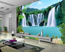 Papel de parede 3d personalizado para paredes 3 d, foto natural de cascata, paisagem, plano de fundo tv, mural 3d, beibehang 2024 - compre barato