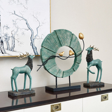 Китайский креативный полимерный олень, птица круглая форма, украшение для дома, ремесла для гостиной, офиса, кафе, настольные фигурки 2024 - купить недорого