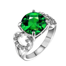 Anillos de boda con cristal para mujer, 4 colores, rosa, verde, rojo, azul, diamantes de imitación, anillo de compromiso hueco para mujer 2018 2024 - compra barato