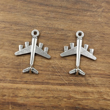 10pcs Airplane Charms 27*22mm Tibetan Silver Plated Pendants Antique Jewelry Making DIY Handmade Craft 2024 - buy cheap