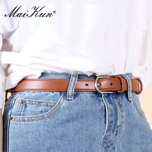 MaiKun Thin Belts for Women Unisex Genuine Leather Pin Buckle Belt Female Straps Waistband for Jeans 2024 - buy cheap
