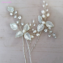 Jonnafe Silver Color Leaf Hair Pins Set Freshwate Pearls Bridal Hair Jewelry Wedding Accessories Handmade Women Headpiece 2024 - buy cheap