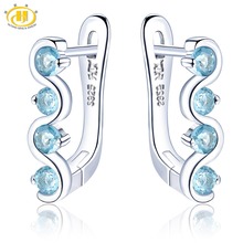 Hutang Blue Topaz Clip Earrings Natural Gemstone Solid 925 Sterling Silver Fine Fashion Stone Jewelry for Women's Best Gift New 2024 - купить недорого