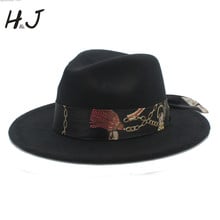 Women Men Wool Fedora Hat With Cloche Ribbon Gentleman Elegant Lady Winter Autumn Wide Brim Jazz Church Godfather Sombrero Cap 2024 - buy cheap