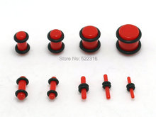 Kits de plug de 1.6 mm - 10 mm acrílico 2 preto anéis o calibre expander body piercing jóias 2024 - compre barato