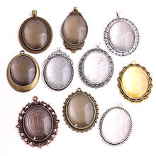 SWEET BELL 10set Metal Zinc Alloy MIX Trendy oval Cabochon Pendant Settings + Clear Glass Cabochons D7004 2024 - buy cheap