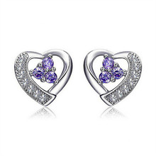 Conjunto de pendientes con forma de corazón para mujer, joyería de marca de lujo, pendientes de tuerca joyas para mujer 2019 2024 - compra barato