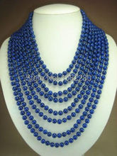 8 rows 6mm blue lapis lazuli beads chalcedony necklace  17-24inch DIY ! women jewelry making design 2024 - buy cheap