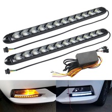 LED Flexible DRL Daytime Running Lights Turn Signal White/Amber Switchback Dynamic Streamer Knight Rider Strip Light Headlight 2024 - buy cheap