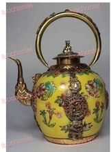Bule para decoração de jardim, peça colecionável do tibete esculpida em prata dragão kylin 100% real, latão e prata tibetanos 2024 - compre barato