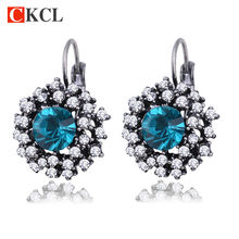 Vintage Fashion Stud Earrings For Women brinco New Statement Jewelry Unique Round Crystal Clip On Earring Wedding Jewelry 2024 - buy cheap