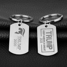 American Stainless Steel Keychain Trump Dog Tag Pendant Keychain Keyring Men Creative Key Holder Accessories Special Customize 2024 - buy cheap