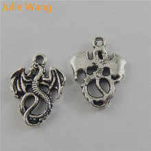 Julie Wang 20PCS Small Dragon Alloy Charms Antique Silver Color Jewelry Necklace Pendants Handcrafts Finding Phone Decor 2024 - buy cheap