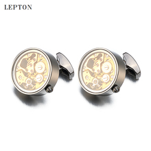 Hot Non-Functional Watch Movement Cufflinks For Mens Wedding Gold Color Immovable Steampunk Gear Watch Mechanism Cuff links 2024 - buy cheap