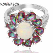 Luxury Rings Ten peices Mystic Zircon design White Fire Opal silver plated Fashion Jewelry Rings USA #6#7#7.5#8#9#10 OR711 2024 - buy cheap