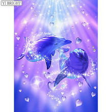 Full 5D DIY Diamond Painting"Heart shaped dolphin"Diamond Embroidery Full Square/Round Picture Of Rhinestone Mosaic Home Decor 2024 - buy cheap