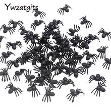 ywzatgits 50pcs Plastic Fake Black Spiders Trick Toy For Halloween Haunted House Realistic Prop Decorations YH0355 2024 - buy cheap