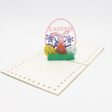 3D Ручная резьба мультяшный кролик счастливые пасхальные яйца бумажные поздравительные открытки Открытка Дети друг креативный подарок 2024 - купить недорого