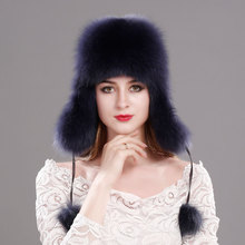 Hot Sale Winter Women'S Fox Fur Aviator Snow Cap Russian Leather Ear Protection Warm Ladies Raccoon Fur Hat 2024 - buy cheap
