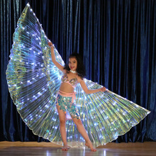 Meninas luz branca luminosa isis asas de anjo led borboleta dança do ventre traje para o miúdo desempenho dança acessórios 2024 - compre barato