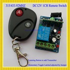 Sistema de controle de porta acesso, 12v dc 1ch interruptor remoto transmissor 433.92/315mhz, código de aprendizagem travado a on b off led 2026 - compre barato