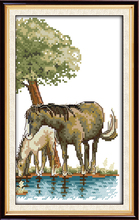 Лошадь (4) набор крестиков животное мать маленькая картина Аида 14st 11ct количество холсты стежков Вышивка Сделай Сам рукоделие 2024 - купить недорого
