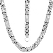 Conjunto de joias legais 6mm, corrente masculina de meninos, pulseira de cor prata plana bizantina, elos de aço inoxidável, colar, conjunto de pulseira 2024 - compre barato