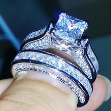 Choucong Wieck Принцесса Cut антикварное ювелирное изделие Dazzing серебро 925 пробы Белый AAA CZ камни свадебное кольцо подарок Размер 5-11 2024 - купить недорого