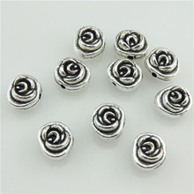 Free shipping 20664 40pcs Vintage Silver Alloy 8mm Flower Rose Spacer Bead for Bracelet Making 2024 - buy cheap