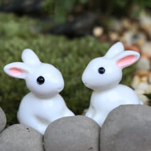 Fashion 10PCS Miniature Rabbits Fairy Garden Terrarium Figurine Decor DIY Bonsai Resin Craft Room Home Garden Ornament Decor 2024 - buy cheap